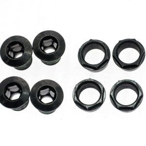 CRANK CHAINRING BOLT KIT 4-ARM LONG STEEL BLACK EMTB (104BCD)