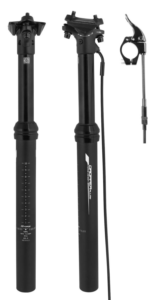 FORCE sedlovka F.DROPPER 31,6 / 440mm teleskopická, matná čierna