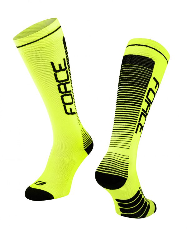 FORCE ponožky COMPRESS, fluo-čierne