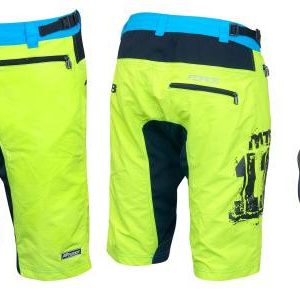FORCE Nohavice MTB-11 krátke s odnímateľnou vložkou, žlté