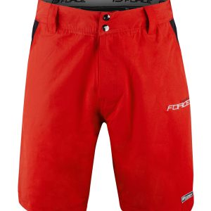 FORCE nohavice krátke BLADE MTB s odnímateľnou vložkou, červené veľ.: XS