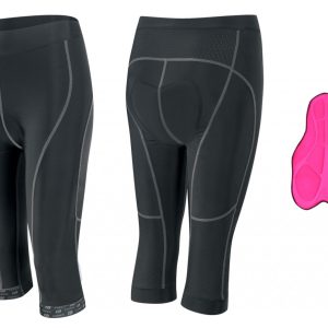 FORCE kraťasy LADY BIKE 3/4 do pásu s vložkou, čierne