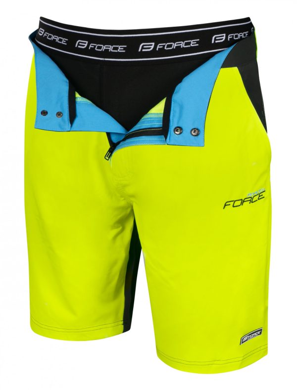 FORCE kraťasy BLADE MTB s odnímateľnou vložkou, čierno-fluo
