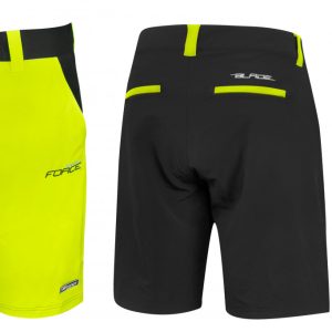 FORCE kraťasy BLADE MTB s odnímateľnou vložkou, čierno-fluo