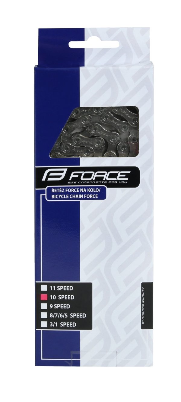 FORCE reťaz SP1002 pre 10-kolo, celostrieborná
