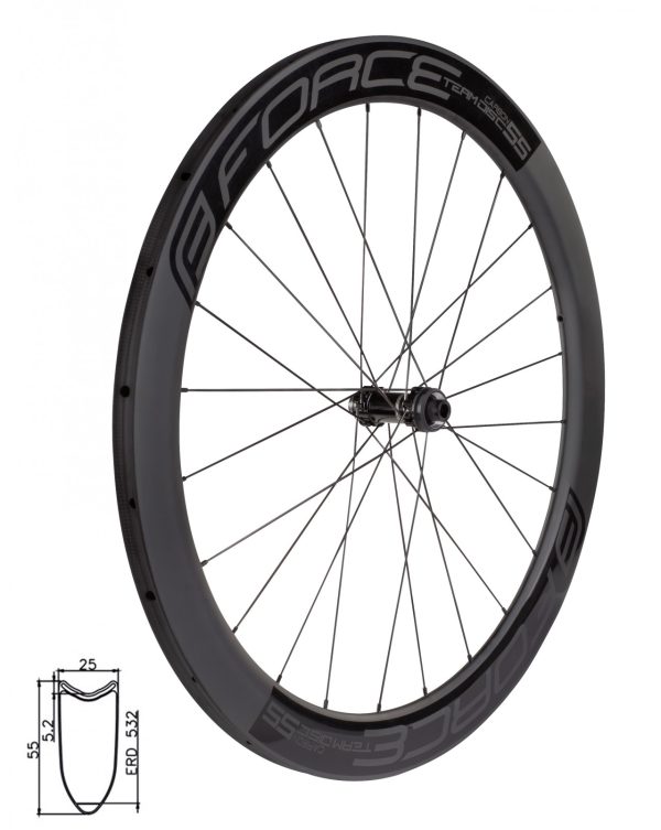 FORCE koleso predné cestné TEAM SP KARBON DISC 55, galuskové